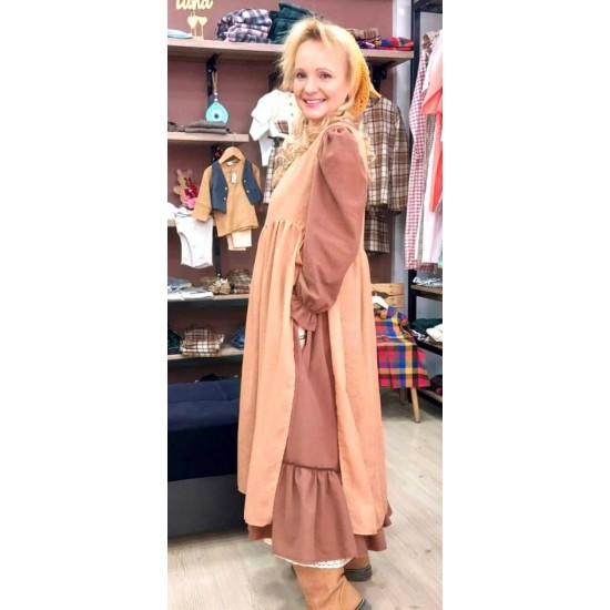 Angela Önlüklü Vintage Şilebezi Elbise